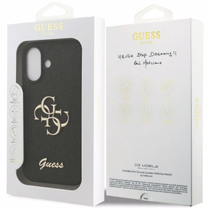 Guess Fixed Glitter Big 4G dėklas telefonui iPhone 17 - juodas