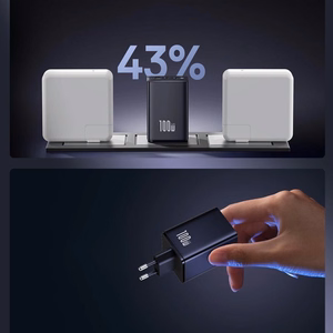 Baseus EnerFill FE11 100W sieninis įkroviklis 2 x USB-C + USB-A - juodas