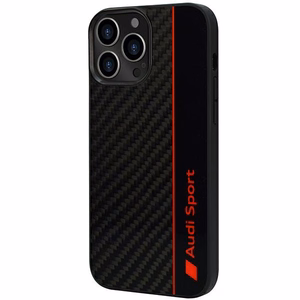 Audi Anglies pluošto juostelė iPhone 13 Pro / 13 6.1" juodas/juodas kietas dėklas AUS-TPUPCIP13P-R8/D1-BK