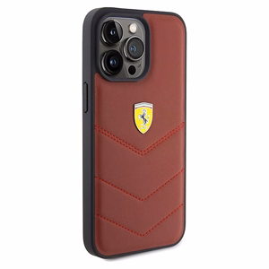 Ferrari Odinis siūlės linijos dėklas telefonui iPhone 15 Pro Max - raudonas