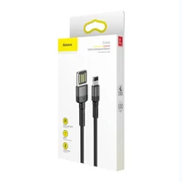 USB Lightning kabelis (dvigubas) Baseus Cafule 2.4A 1m (pilkas-juodas)