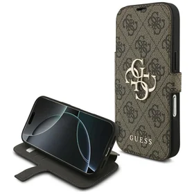 Guess Book 4G Metal Logo dėklas telefonui iPhone 17 Pro - rudas
