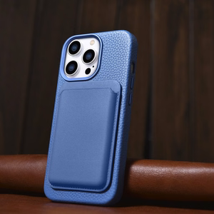 iCarer Litchi Premium odinis dėklas iPhone 14 Pro Max Magnetinis odinis dėklas su MagSafe Šviesiai mėlynas (WMI14220712-LB)