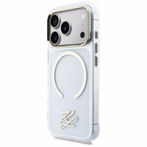 Karl Lagerfeld IML KL Script Logo MagSafe Dėklas for iPhone 17 Pro - Clear