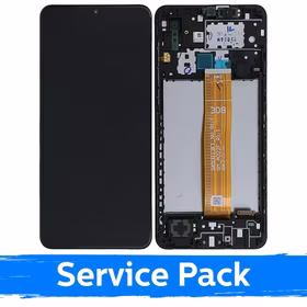 Ekranas skirtas Samsung A022 A02 (2021) juodas su rėmeliu (Service Pack)