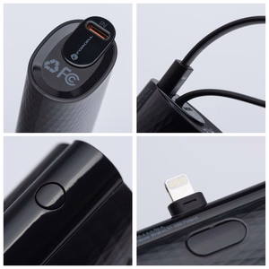 Išorinė baterija Forcell F-Energy Power Plug F5K3 PD 20W 5000 mAh su įmontuotu jungtimi Lightning juoda