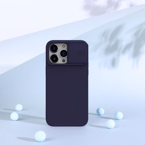 Dėklas Nillkin CamShield Silky Silicone Apple iPhone 15 Pro Max tamsiai violetinis