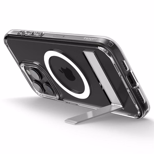 Spigen Ultra Hybrid S Magnetinis dėklas telefonui su stovu iPhone 15 Pro - Skaidrus