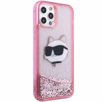 Karl Lagerfeld KLHCP12MLNCHCP iPhone 12/12 Pro 6.1" rožinis/rožinis kietas dėklas Blizgantis Choupette Galva