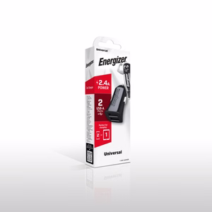Energizer Classic D12 car charger, 2 × USB-A, 12 W / 2.4 A, black