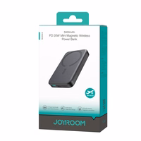Mini magnetinė išorinė baterija Joyroom JR-W020 5000mAh USB-A USB-C 20W (juoda) + USB-C / USB-C laidas
