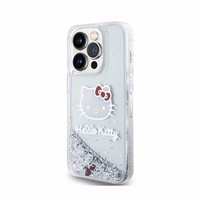 Hello Kitty Liquid Glitter Charms Kitty Head dėklas telefonui iPhone 15 Pro - sidabrinė