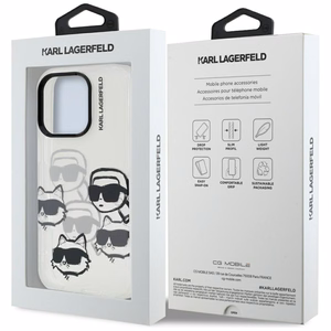 Karl Lagerfeld IML daugiaspalvis K&C galvos raštas dėklas iPhone 16 Pro Max - permatomas