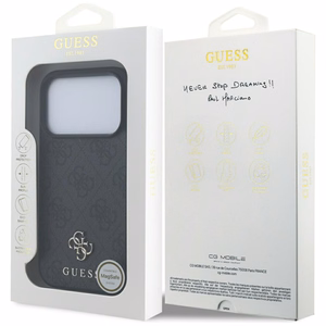 Guess 4G Small Classic Logo MagSafe dėklas iPhone 17 Pro - juodas