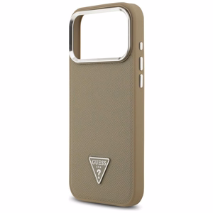 GUESS чехол IPHONE 17 Pro Max совместим с MagSafe GUHMP17XPGTSPSW (Grained PU Triangle Logo) коричневый