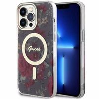 Guess GUHMP14XHCFWSA iPhone 14 Pro Max 6.7" žalias kietas dėklas Flower Magnetinis