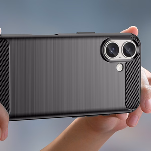 Carbon dėklas telefonui iPhone 16 Plus silikoninis dėklas - juodas