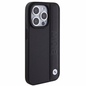 BMW odinis tekstūruotas ir juostos dėklas telefonui iPhone 15 Pro - juodas