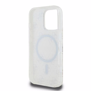 Guess IML 4G fonas Magnetinis dėklas telefonui iPhone 16 Pro - balta