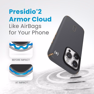 Speck Presidio2 Pro ClickLock MagSafe dėklas, skirtas iPhone 15 Pro, antracito pilkas ir šaltos bronzos spalvos