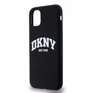 DKNY Liquid Silicone White Printed Logo MagSafe Чехол для iPhone 11/Xr - чёрный
