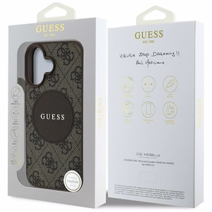 Guess 4G Circle Classic Logo Magnetinis dėklas telefonui iPhone 16 - rudas
