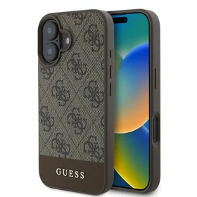 Guess 4G Bottom Stripe dėklas telefonui iPhone 16 - rudas