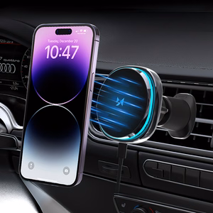 Wozinsky WCT5-Q6S2Y Car Holder with Qi/MagSafe 15W Inductive Charger for Ventilation Grill with Fan - Black