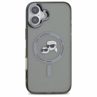 Karl Lagerfeld IML Metal Karl&Choupette Head magnetinis dėklas telefonui iPhone 16 - juodas