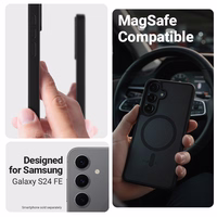 Crong Hybrid Matte Magnetic - MagSafe dėklas Samsung Galaxy S24 FE (juodas)