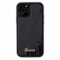 Guess Sequin Script Metal dėklas telefonui iPhone 12/12 Pro - juodas