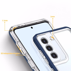 Clear 3in1 dėklas Samsung Galaxy S23+ silikoninis dėklas su rėmeliu mėlynas