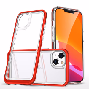 Чехол Clear 3in1 для iPhone 14 Plus силиконовый с рамкой красный
