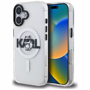 Karl Lagerfeld IML Choupette Sketch Logo Magnetinis dėklas telefonui iPhone 17 - skaidrus