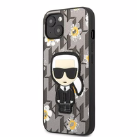 Karl Lagerfeld Gėlių Ikonik Karl dėklas telefonui iPhone 13 mini - pilkas