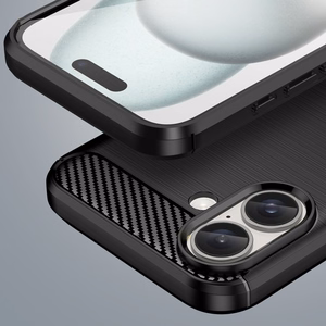Carbon dėklas telefonui iPhone 16 Plus silikoninis dėklas - juodas