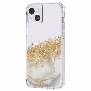 Case-Mate Karat Marble balto marmuro rašto dėklas su aukso folijos detalėmis, skirtas iPhone 14 Plus