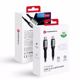 FORCELL F-ENERGY C259 kabelis Type C į Lightning PD 3A 27W Cafule 1,2 m juodas
