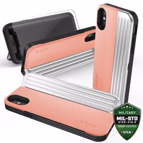 Zizo Retro Series - Wallet Back with Magnetic Closure and Built-In Kickstand iPhone Xs / X (persikinis/sidabrinis)