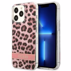 Guess GUHCP13LHSLEOP iPhone 13 Pro / 13 6.1" rožinis/rožinis kietas dėklas Leopardas