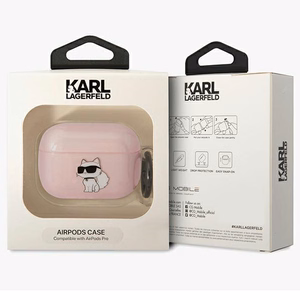 Karl Lagerfeld KLAPHNCHTCP Airpods Pro dėklas rožinis/rožinis Ikonik Choupette