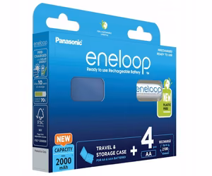Panasonic Eneloop аккумуляторы AA 2000 мАч 4 шт. + контейнер (BK-3MCDE/4CP+CASE)