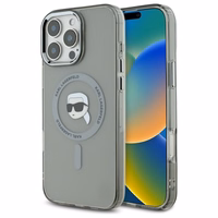 Karl Lagerfeld IML Metalinis Karl Head Magnetinis dėklas telefonui iPhone 16 Pro - juodas