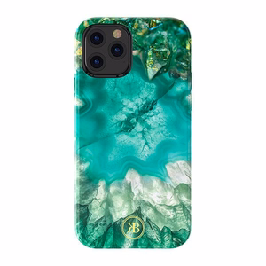 Kingxbar Agate Series dėklas telefonui dekoruotas spausdintu agatiniu raštu iPhone 12 mini žalias