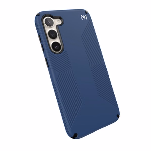 Speck Presidio2 Grip dėklas, skirtas Samsung Galaxy S23+, neslystantis, „Coastal Blue / Black“ rašto
