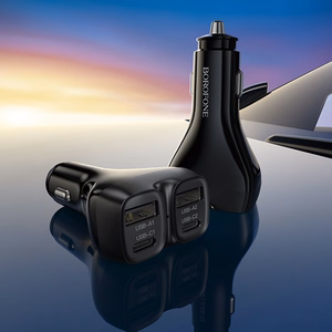 Borofone Car charger BZ35 Leader - 2 x Type C + USB - PD 30W with cable USB to Type C black
