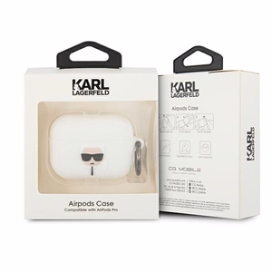Karl Lagerfeld KLACAPSILGLWH AirPods Pro dėklas baltas Silicone Ikonik