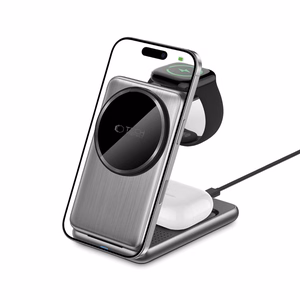 QI15W-A42 3in1 indukcinis įkroviklis su MagSafe Apple įrenginiams - pilkas