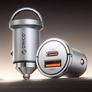 Orico MiniRing Pro 45W USB-A + USB-C automobilinis įkroviklis - sidabrinis