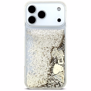 auksinis Guess Liquid Glitter 4G Charms dėklas iPhone 18 Pro Max / 17 Pro Max